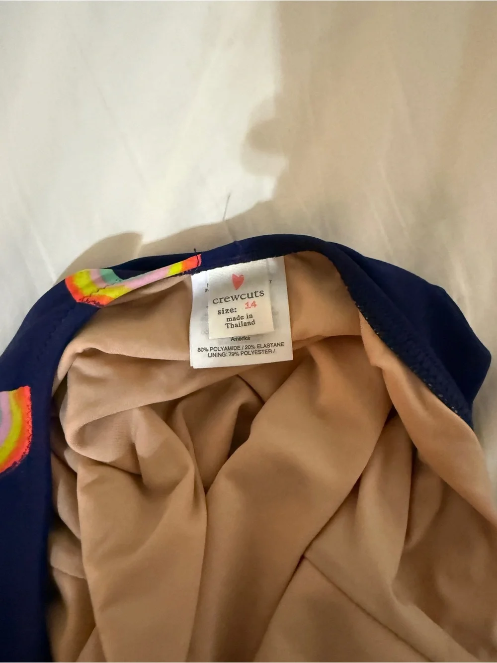 Crewcuts Navy Swimsuit with Rainbow Accents